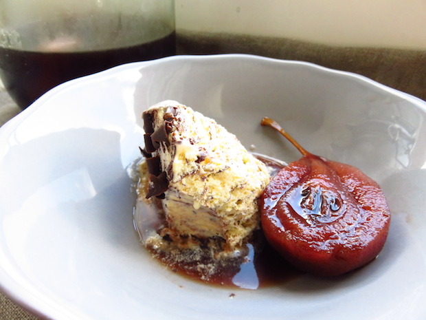 In gewürztem Kirschsaft eingelegte Birnen statt Beaujolais