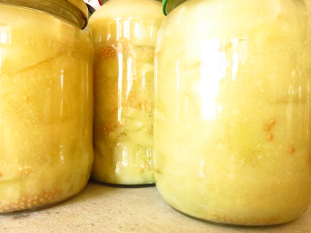 Senfgurken mit Senf aus dem Glas